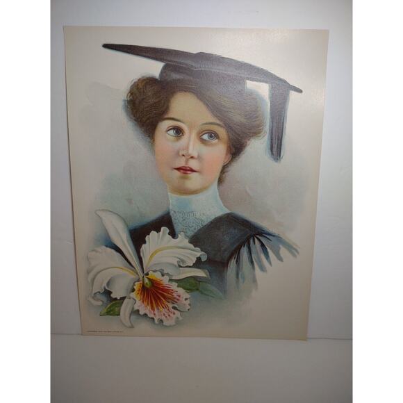 Victorian Art Print Women Graduate School Iris Flower Lithograph 1906 Original - Picture 5 of 7